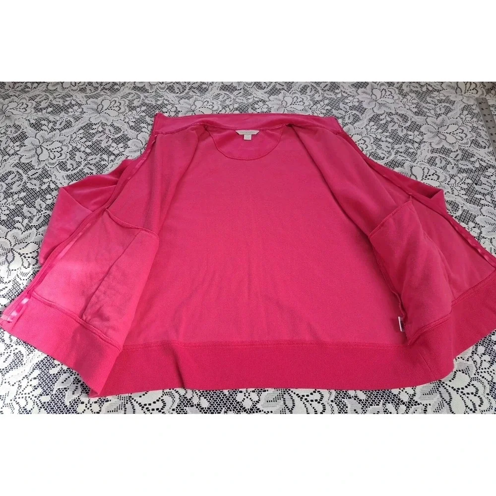 Laura Ashley Pink Velour Tracksuit Set XL Rhinestone‎ Zip Jacket Wide Leg Pants